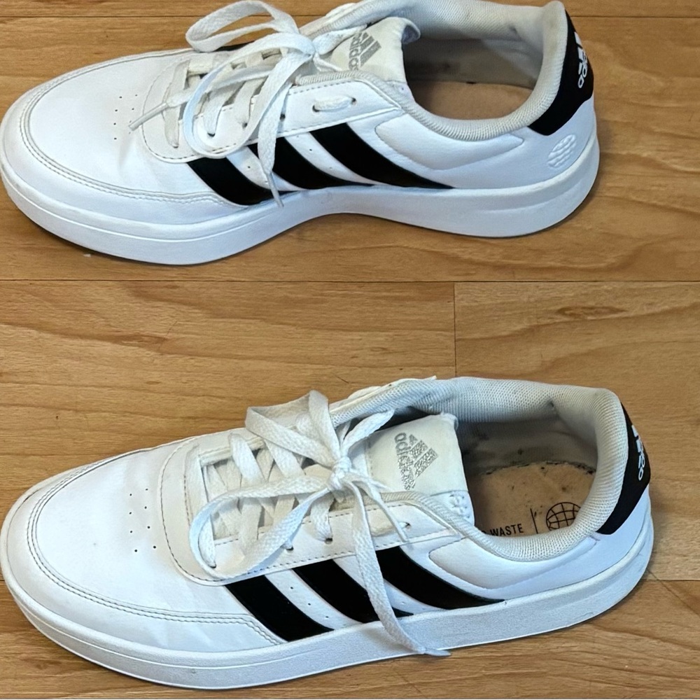 Adidas Classic White with Black Stripes Shoes